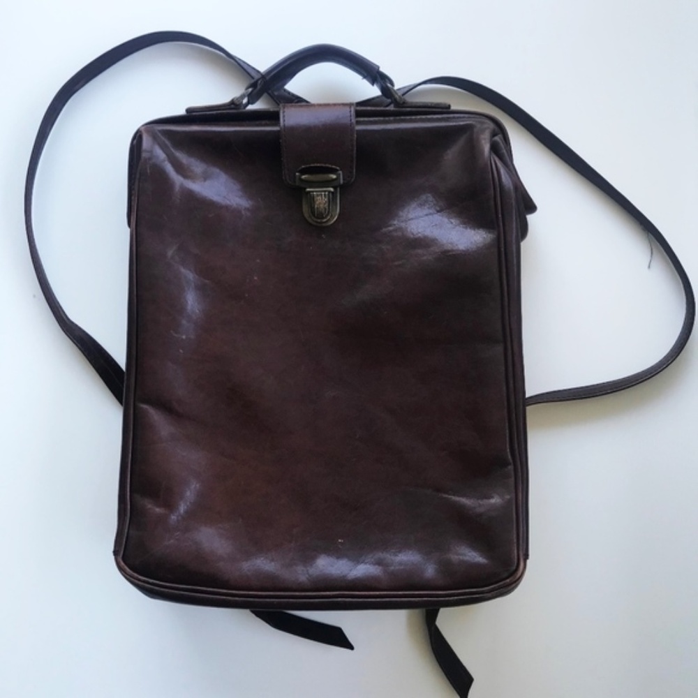 Sophisticated Brown Leather Backpack with Minimalist Design